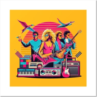 80s Retro Style Music Band Design Posters and Art